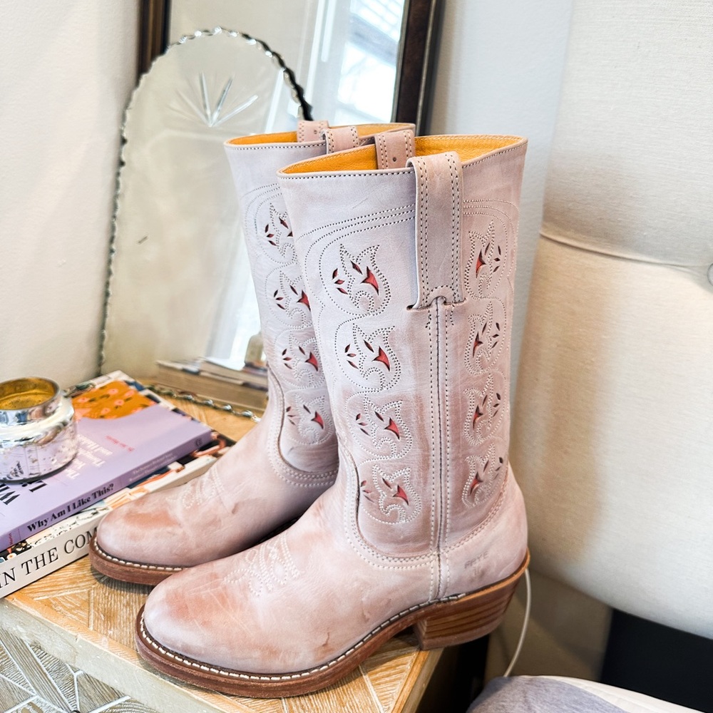 Frye Vintage Pink Leather Austin Western Cowgirl Boots 7.5